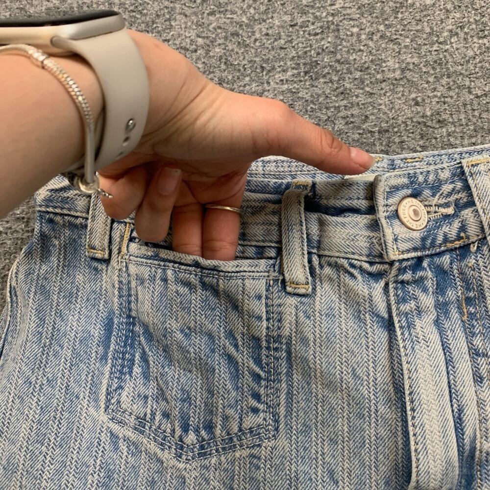 We The Free People Jeans Womens 28 Denim Brette Wide Leg Cropped Stripe Cuffed - Picture 5 of 15